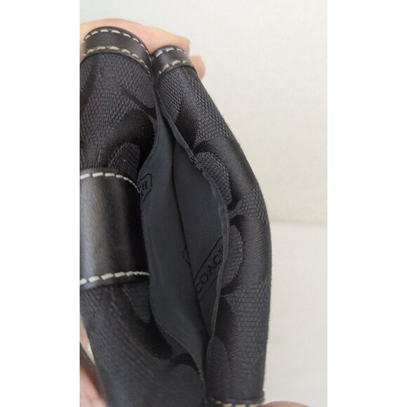 Vintage Coach Signature Stripe Trifold Wallet W/Billfold Snap Closure Black - Picture 10 of 12